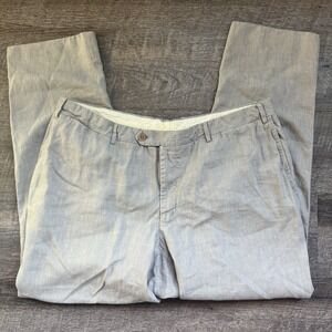 Canali Pants Mens 42 x 30 Linen Wool Dress Trousers Slacks Natural Comfort Flaw